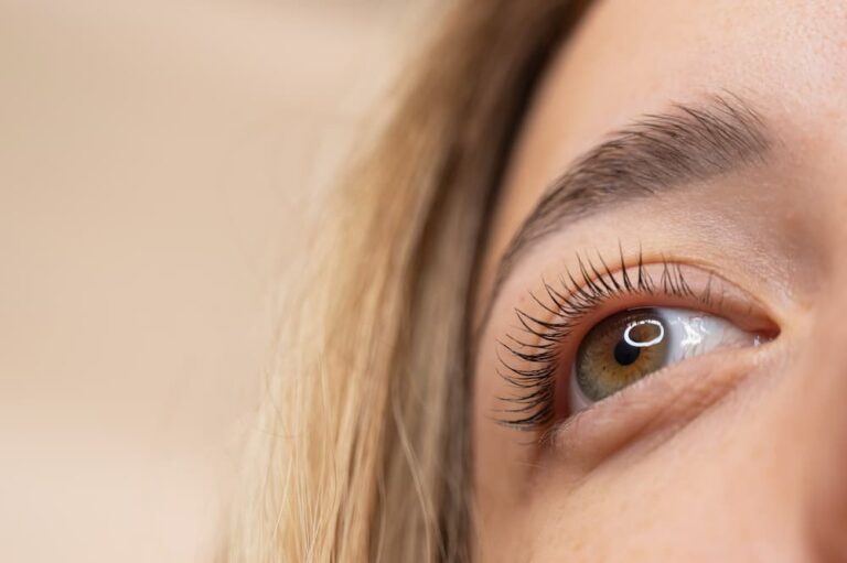 Close-up of a woman’s eye and brow area showing smooth skin and lifted brow results after a cosmetic brow lift procedure at Philadelphia Facial Plastic Surgery & Medspa